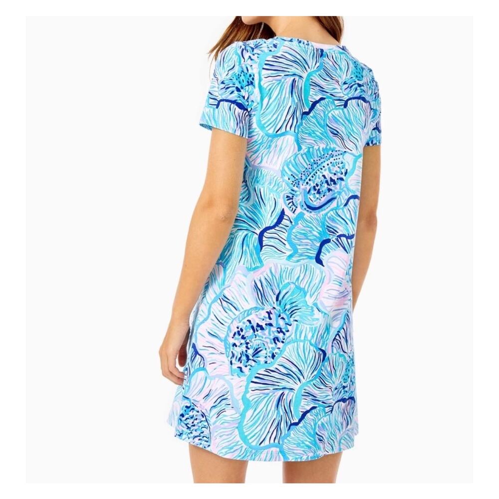 Lilly Pulitzer Cody T-Shirt Dress in "Fishful Thinking" Print Blue Pink Sz S - Picture 2 of 9